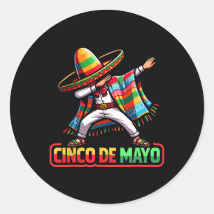 Dabbing Mexican Poncho Cinco De Mayo Fiesta 1 Runder Aufkleber