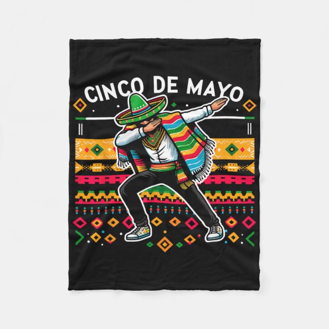 Dabbing Mexican Poncho Cinco De Mayo Fiesta 4 Fleecedecke (Vorderseite)