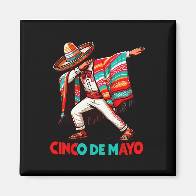 Dabbing Mexican Poncho Cinco De Mayo Fiesta Magnet (Vorne)