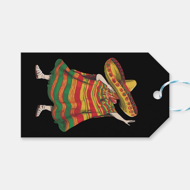 Dabbing Mexican Poncho Cinco De Mayo Fiesta Party Geschenkanhänger (Vorderseite (Horizontal))