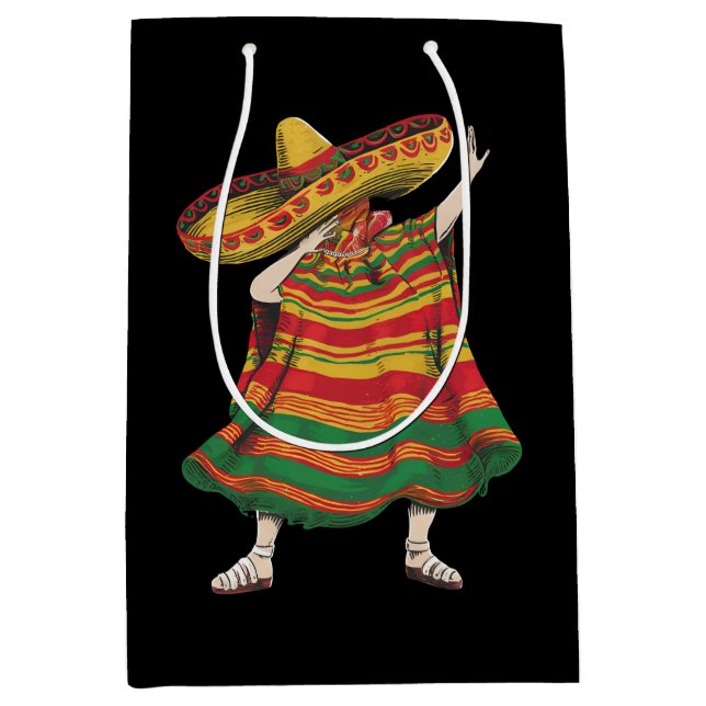 Dabbing Mexican Poncho Cinco De Mayo Fiesta Party Mittlere Geschenktüte (Vorderseite)