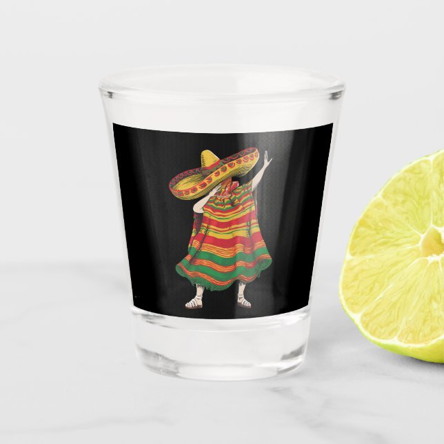 Dabbing Mexican Poncho Cinco De Mayo Fiesta Party Schnapsglas (Vorderseite)