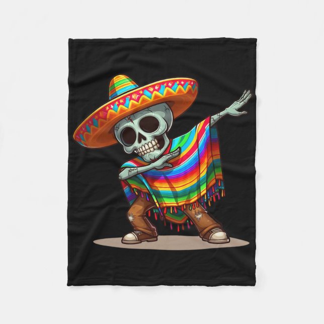 Dabbing Mexican Poncho Cinco De Mayo Fleecedecke (Vorderseite)