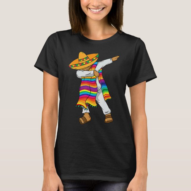 Dabbing Mexican Poncho Cinco De Mayo Kostüm T-Shir T-Shirt (Vorderseite)