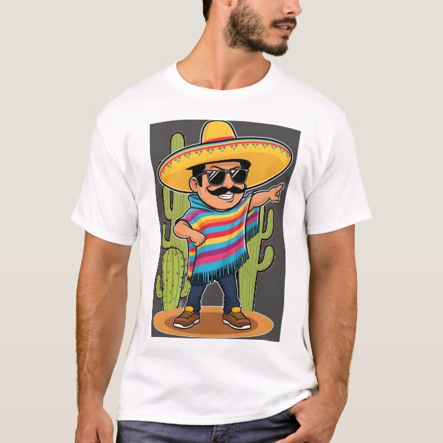 Dabbing Mexican Poncho Cinco de Mayo Men Sombrero T-Shirt (Vorderseite)