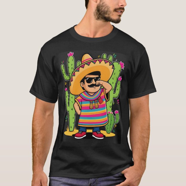 Dabbing Mexican Poncho Cinco de Mayo Men Sombrero T-Shirt (Vorderseite)