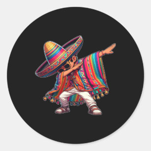 Dabbing Mexican Poncho Cinco De Mayo Runder Aufkleber