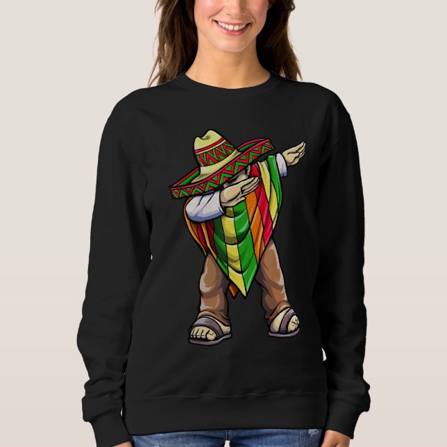 Dabbing Mexican Poncho Cinco De Mayo Sweatshirt (Vorderseite)