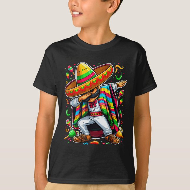 Dabbing Mexican Poncho Cinco De Mayo T-Shirt (Vorderseite)