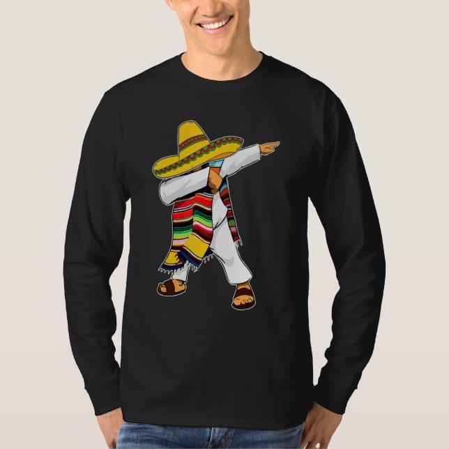 Dabbing Mexican Poncho De Mayo Sombrero T-Shirt (Vorderseite)