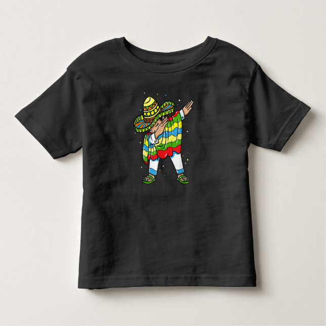 Dabbing Mexican Poncho Sombrero Cinco de Mayo Part Kleinkind T-shirt (Vorderseite)