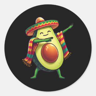 Dabbing mexikanischer Poncho Avocado Cinco De Mayo Runder Aufkleber