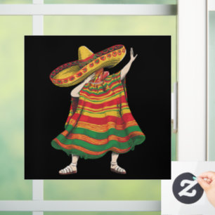 Dabbing Mexikanischer Poncho Cinco De Mayo Fiesta- Fensteraufkleber
