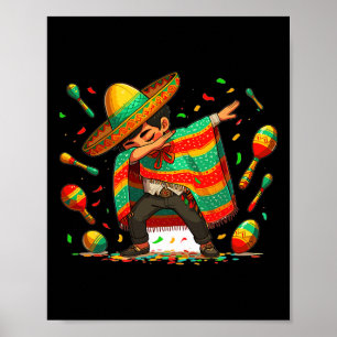 Dabbing mexikanischer Poncho Cinco De Mayo Jungen Poster