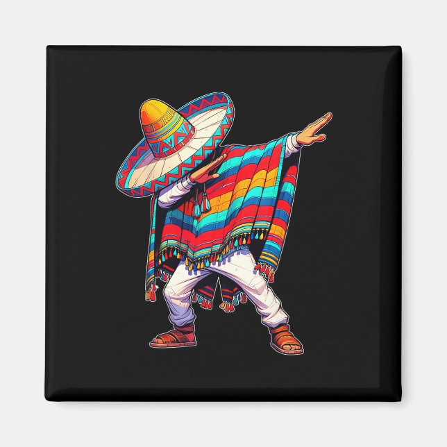Dabbing Mexikanischer Poncho Cinco De Mayo Männer  Magnet (Vorne)