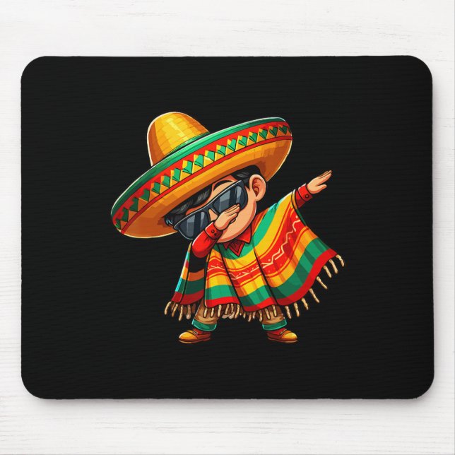 Dabbing Mexikanischer Poncho Cinco De Mayo Sombrer Mousepad (Vorne)