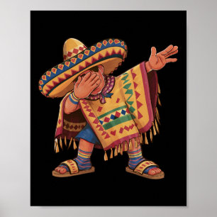 Dabbing Mexikanischer Poncho Dab-Tanz Cinco De May Poster
