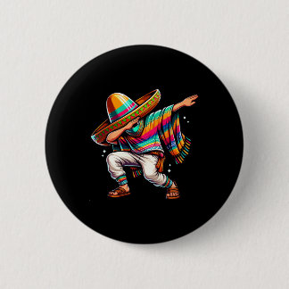 Dabbing Mexikanischer Poncho Sombrero Dab Boy Fies Button