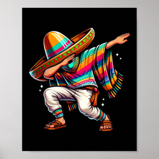 Dabbing Mexikanischer Poncho Sombrero Dab Boy Fies Poster