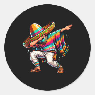 Dabbing Mexikanischer Poncho Sombrero Dab Junge Fi Runder Aufkleber