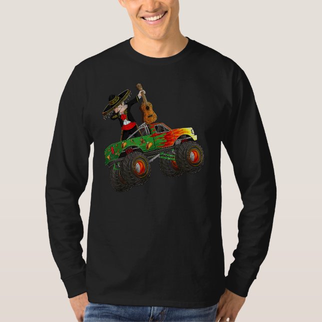 Dabbing Mexikos Mariachi Kostüm Monster Truck Cin T-Shirt (Vorderseite)