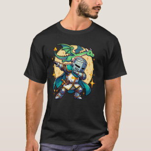 Dabbing-Mittelalterlicher-Ritter-Drache-Lustige-Re T-Shirt