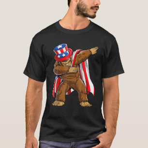 Dabbing Monkey 4th July American Flag Patriotic T-Shirt