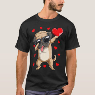 Dabbing Mops Herz Valentinstag Jungen Kinder Liebe T-Shirt