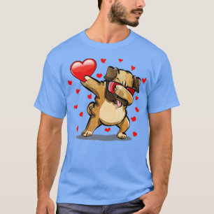 Dabbing Mops Sonnenbrille Herz Liebe Valentinstag T-Shirt