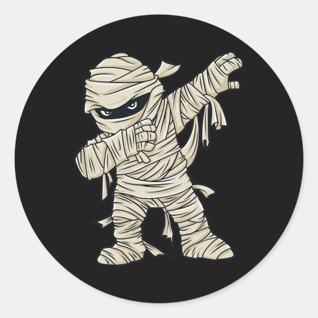 Dabbing Mummy Halloween Boys Girls Kinder Spaß ab Runder Aufkleber (Vorderseite)