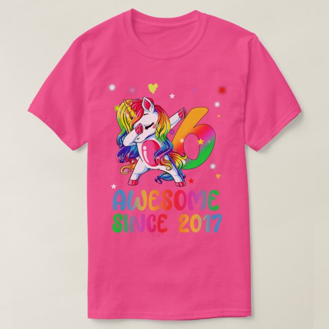 Dabbing Niedliches Einhorn 6 Jahre Phantastisch 6  T-Shirt (Design vorne)