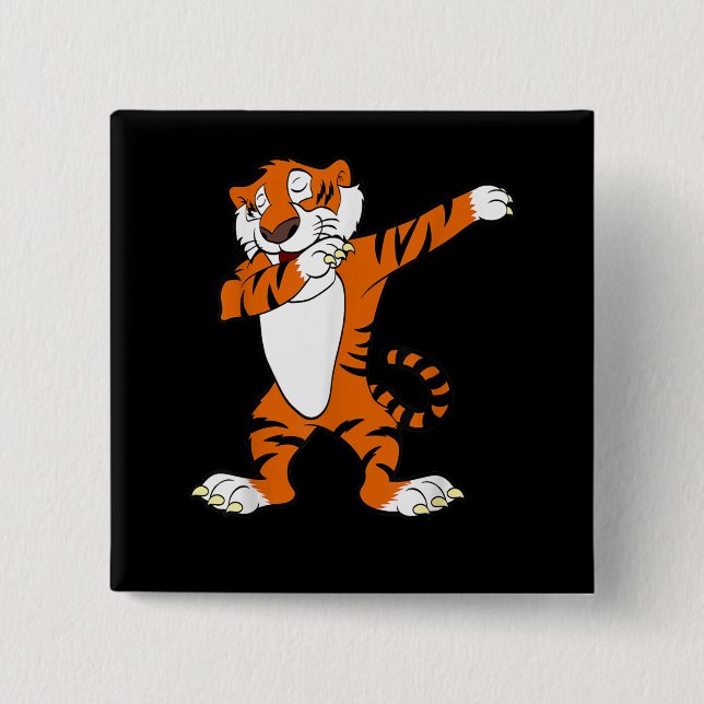 Dabbing Niedliches Tiger Animal Party Button (Vorderseite)