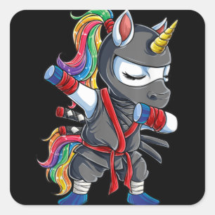 Dabbing Ninja Unicorn Quadratischer Aufkleber