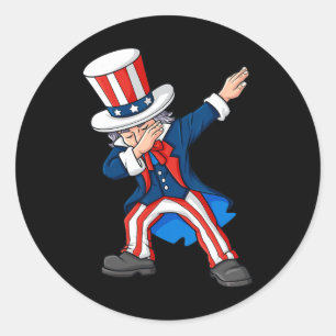 Dabbing Onkel Sam 4. Juli Dab Boys Girls Kinder Runder Aufkleber
