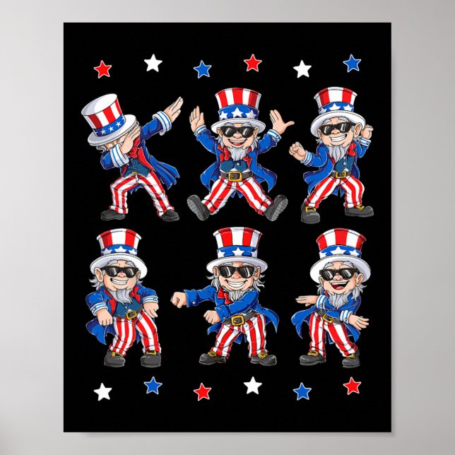 Dabbing Onkel Sam 4. Juli Jungs Mädchen Kinder Dan Poster (Vorne)