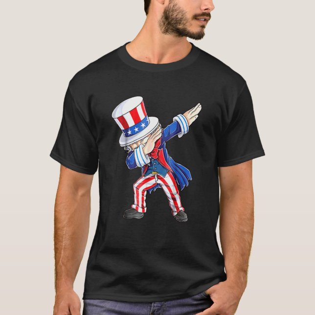Dabbing Onkel Sam 4. Juli Kinder Jungs Mädchen T-Shirt (Vorderseite)
