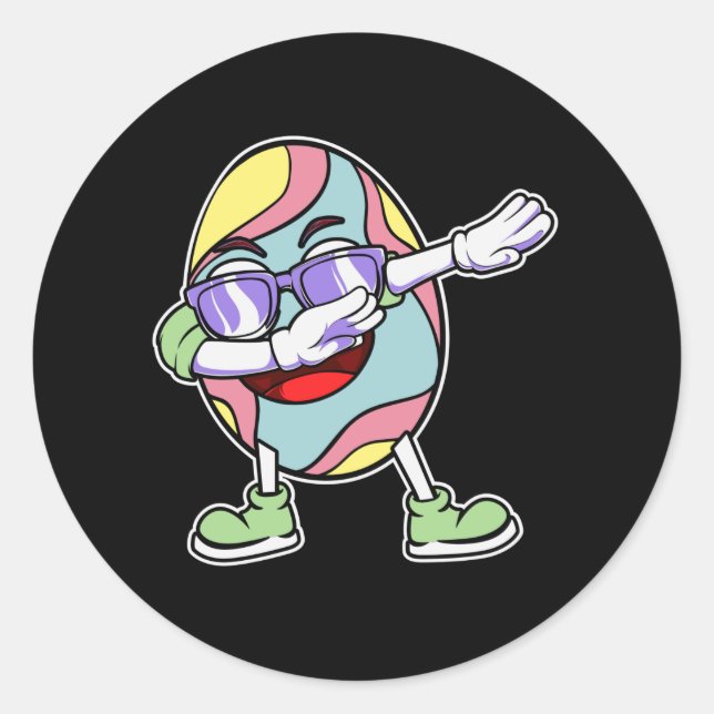 Dabbing Osterfest Bunny Egg Jagen Basket Kinder Ju Runder Aufkleber (Vorderseite)