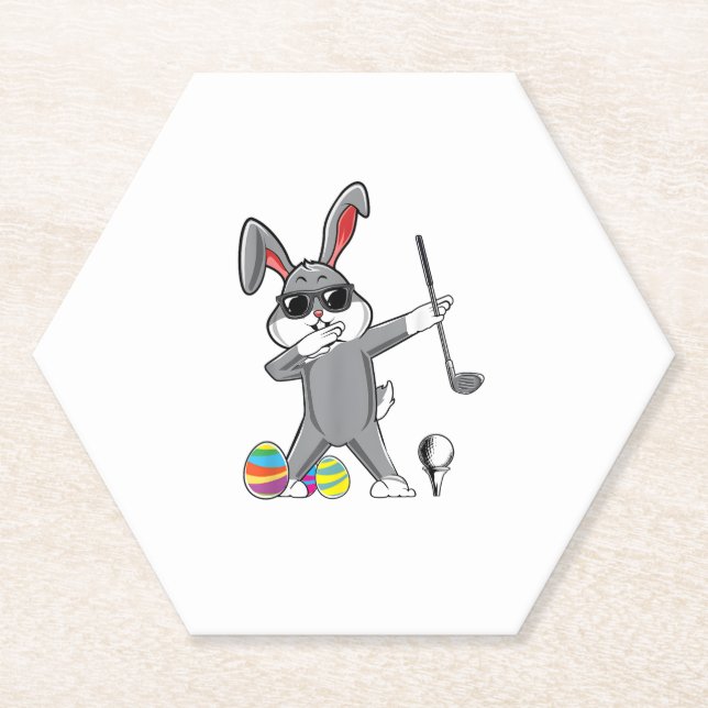 Dabbing Ostergolffest Ostern Bunny Rabbit Golfer S Untersetzer (Vorderseite)