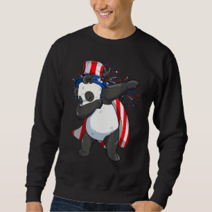 Dabbing Panda Bear mit Onkel Sam Hat Usa Flag 4. Sweatshirt