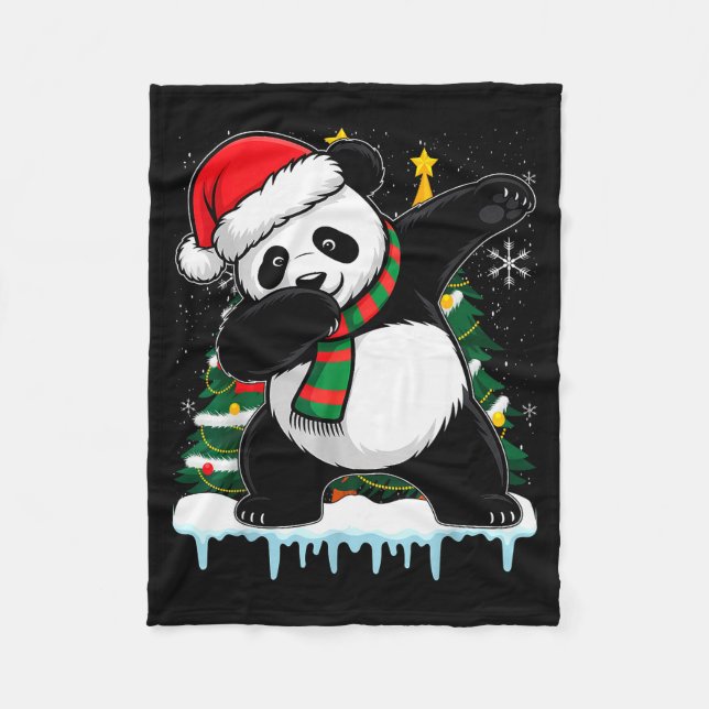 Dabbing Panda Santa Christmas Kids Boys Men Xmas B Fleecedecke (Vorderseite)