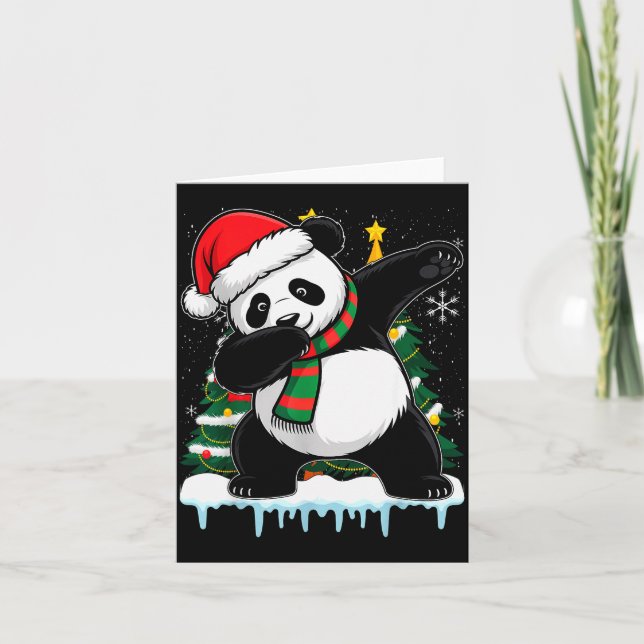 Dabbing Panda Santa Christmas Kids Boys Men Xmas B Karte (Vorderseite)