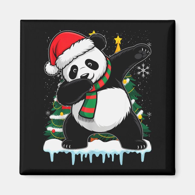 Dabbing Panda Santa Christmas Kids Boys Men Xmas B Magnet (Vorne)