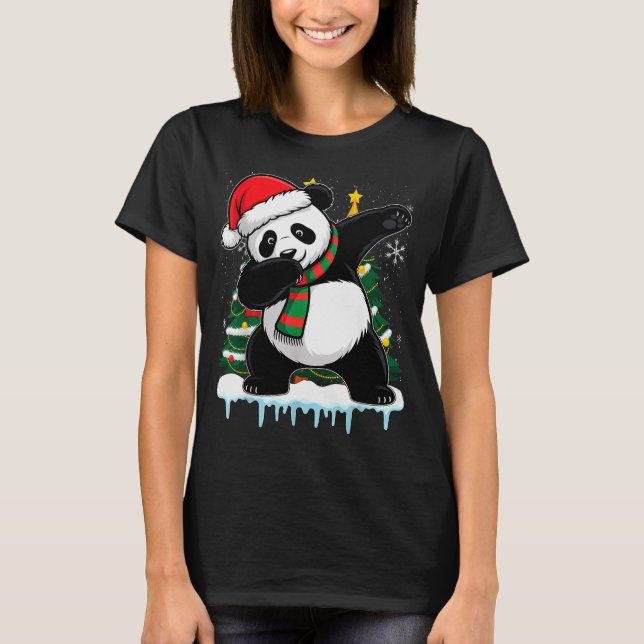 Dabbing Panda Santa Christmas Kids Boys Men Xmas B T-Shirt (Vorderseite)