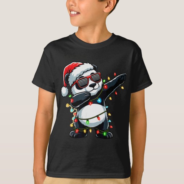 Dabbing Panda Xmas For Kids Boys Girl Panda Lover  T-Shirt (Vorderseite)