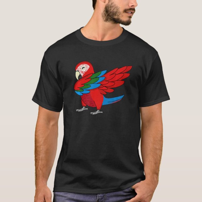 Dabbing Parrot I Green Winging Macaw T-Shirt (Vorderseite)