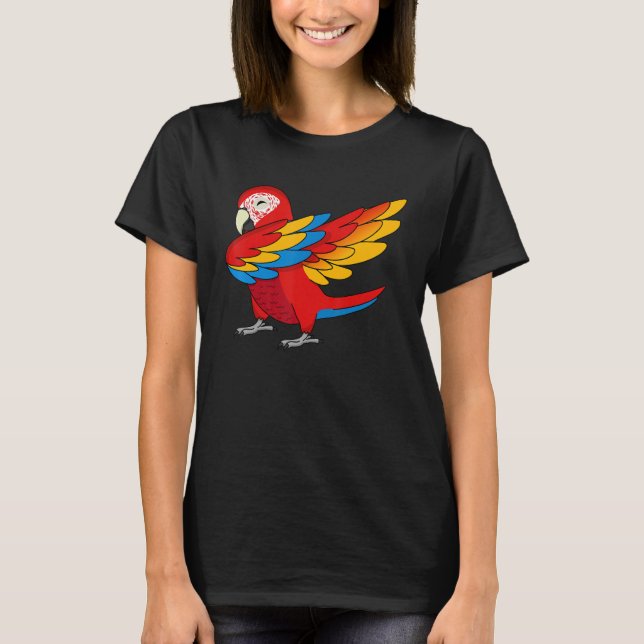 Dabbing Parrot I Scarlet Macaw T-Shirt (Vorderseite)