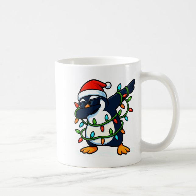 Dabbing Penguin Christmas Girls Xmas Lights Boys C Kaffeetasse (Rechts)