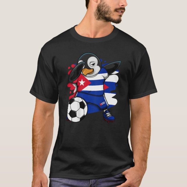 Dabbing Penguin Cuba Soccer Fans Jersey Football L T-Shirt (Vorderseite)