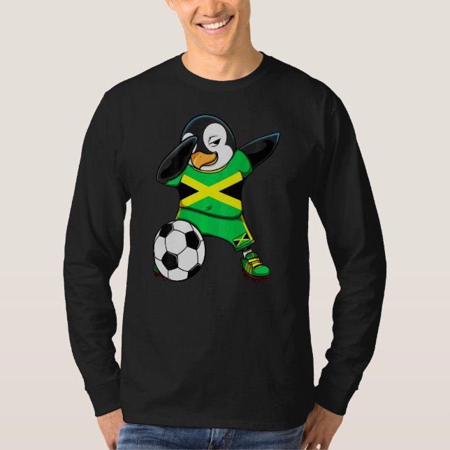 Dabbing Penguin Jamaica Soccer Fans Jersey Footbal T-Shirt (Vorderseite)