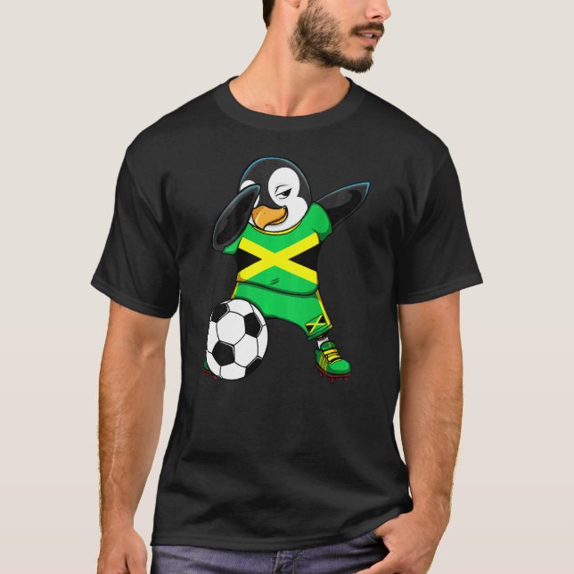 Dabbing Penguin Jamaica Soccer Fans Jersey Footbal T-Shirt (Vorderseite)